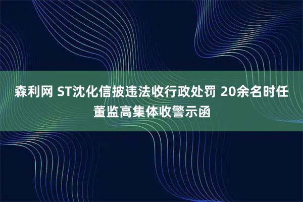 森利网 ST沈化信披违法收行政处罚 20余名时任董监高集体收警示函