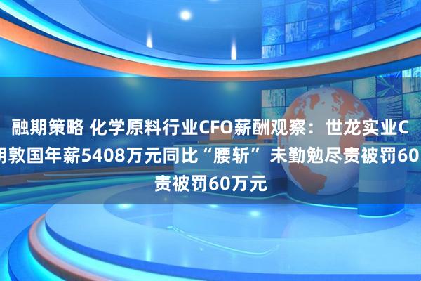 融期策略 化学原料行业CFO薪酬观察：世龙实业CFO胡敦国年薪5408万元同比“腰斩” 未勤勉尽责被罚60万元